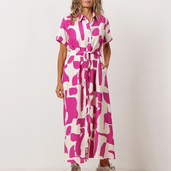 vestido estampado em crepe