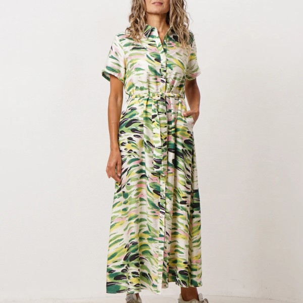 vestido estampado em crepe