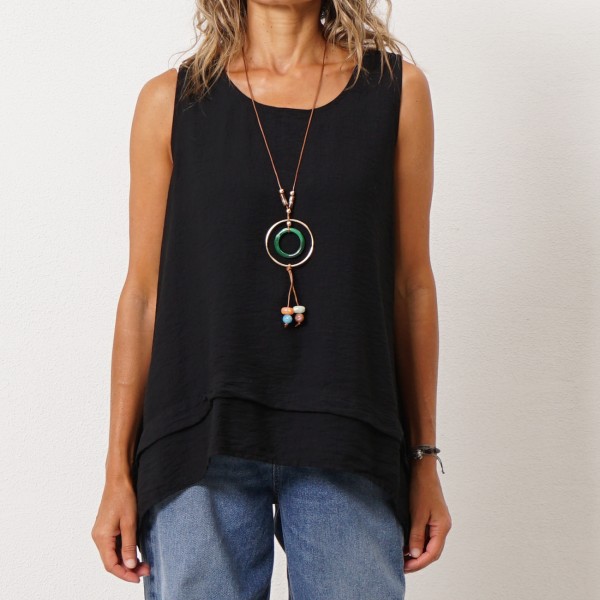 top em crepe assimétrico c/ colar