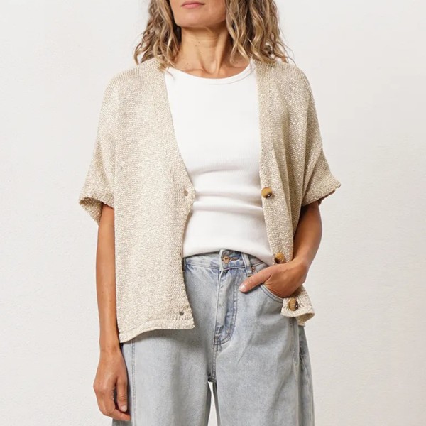 gilet em tricôt oversize em lurex