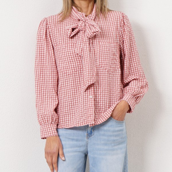 blusa de laço (padrão vichy)