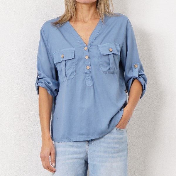 blusa safari em tencel