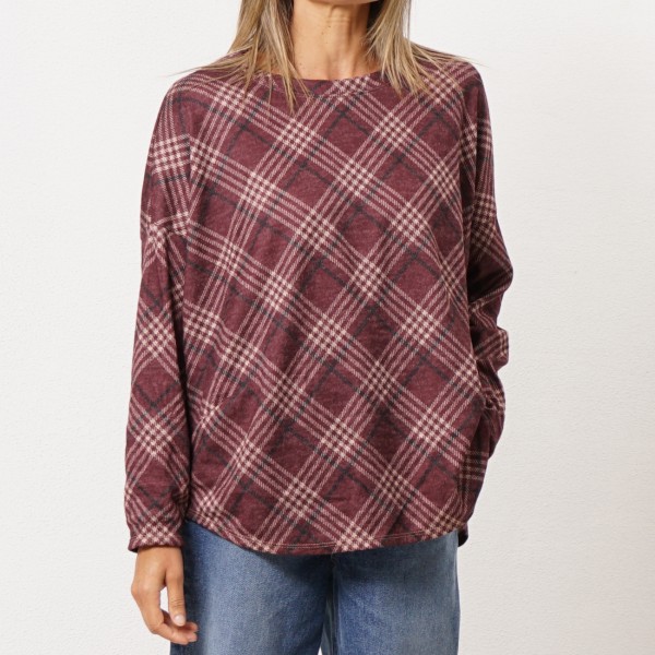 blusa de xadrez em malha