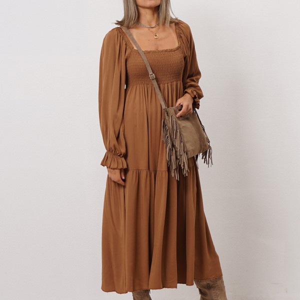 vestido c/ favos elásticos