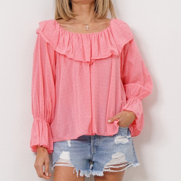 blusa c/ elástico em Bordado Inglês 