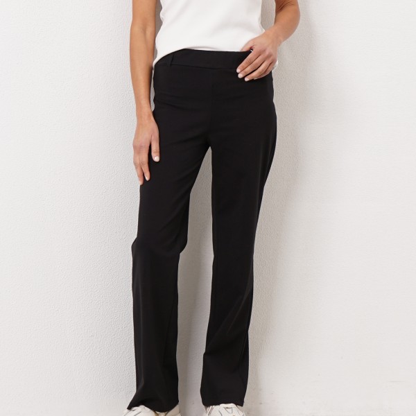 pantalonas de malha canelada c/ elastano