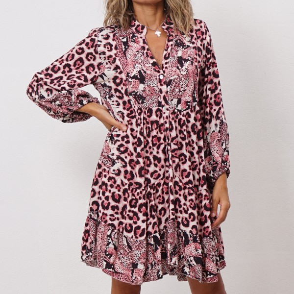 vestido em viscose print animal