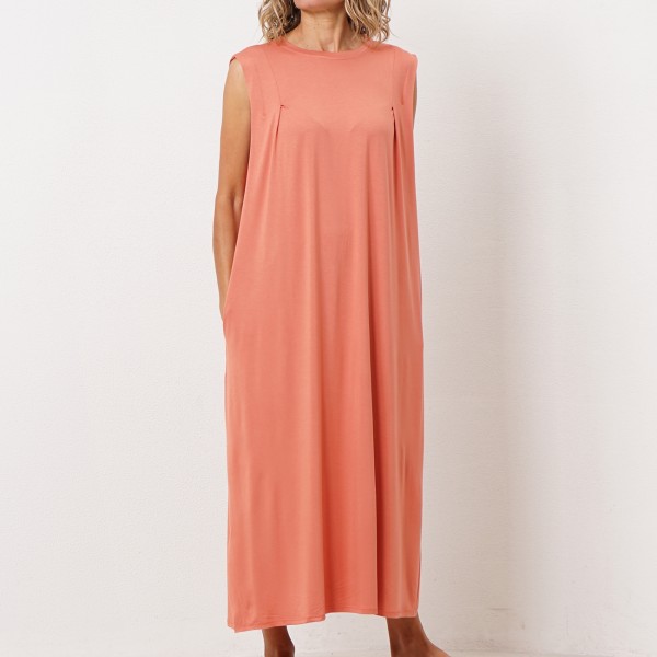 vestido em viscose c/pregas