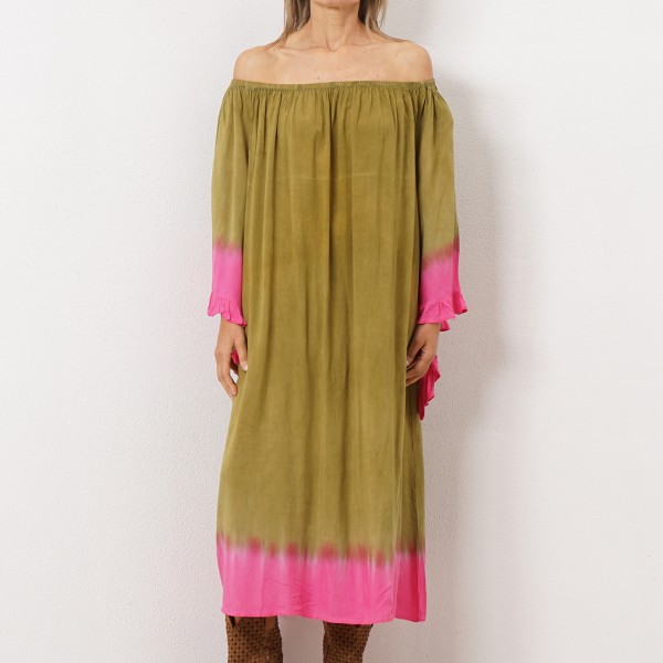 vestido tie dye em rayon ( fibra natural-textura suave)