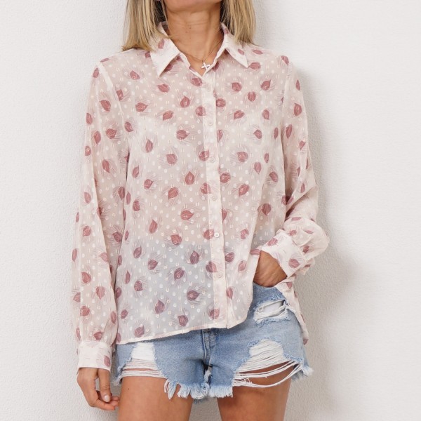 blusa em crepe estampada c/ lurex