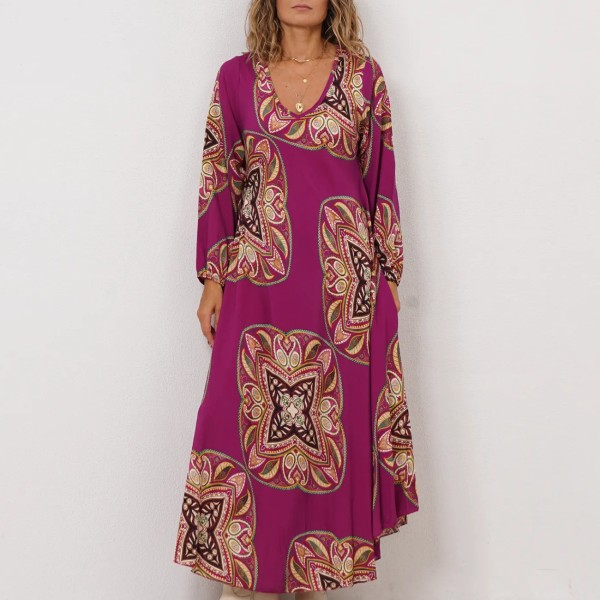 vestido de viscose em godés