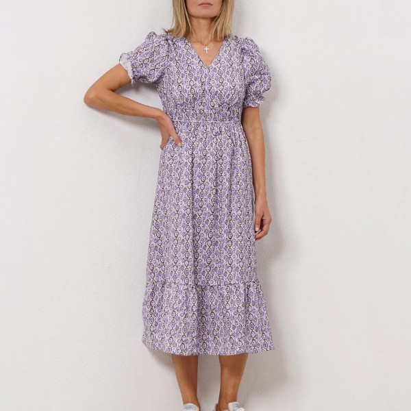 vestido estampado c/ elásticos