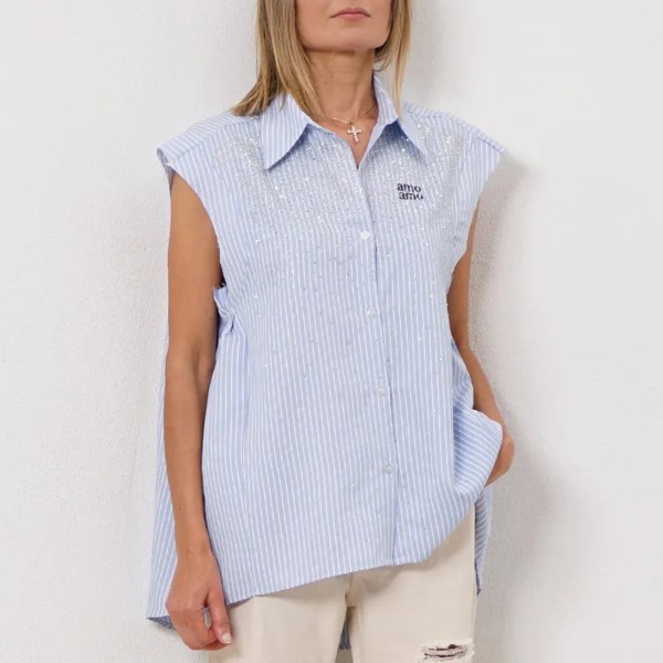 blusa de riscas c/ aplicação de transfers