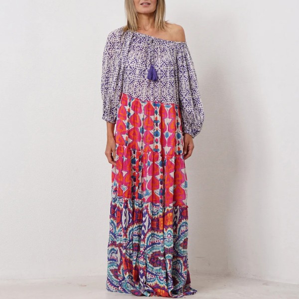 vestido estampado c/ bordado