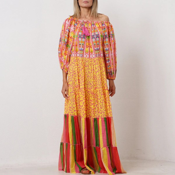 vestido estampado c/ bordado