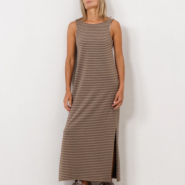 vestido de riscas em viscose c/ elastano