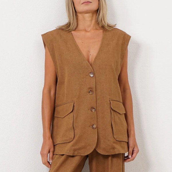 colete oversize em sarjão