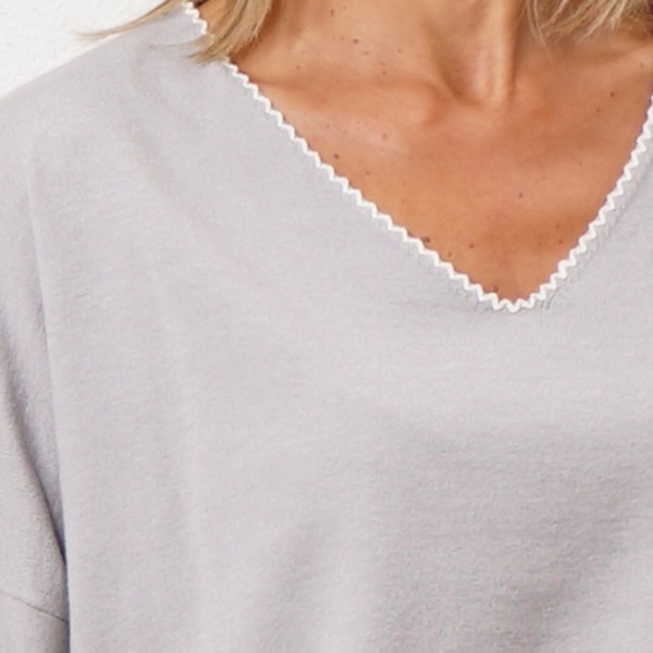 camisola de bico em tricôt c/ debruado no bico