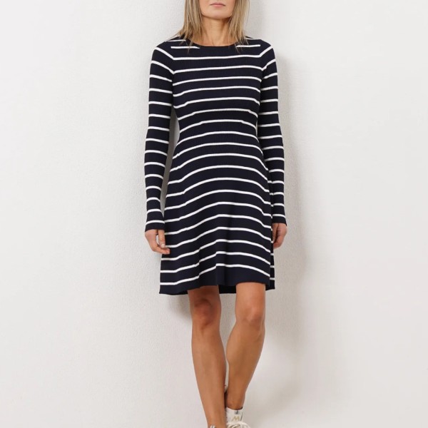 vestido de riscas em tricôt c/ viscose