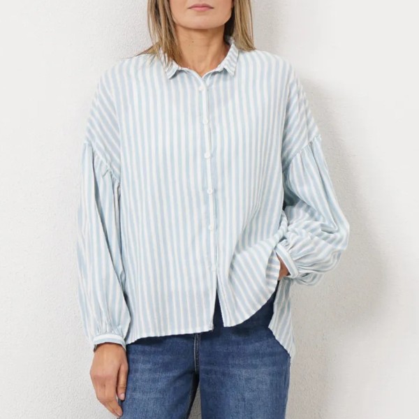 blusa de riscas c/ franzidos