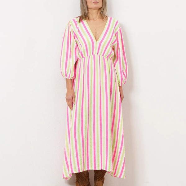 vestido de riscas em algodão (rústico)