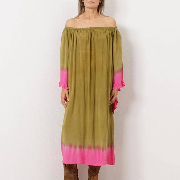 vestido tie dye em rayon ( fibra natural-textura suave)
