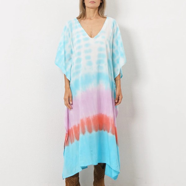 vestido tie dye em rayon ( fibra natural-textura suave)