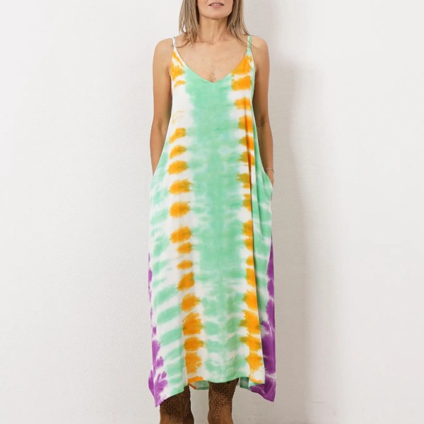 vestido tie dye em rayon ( fibra natural-textura suave)