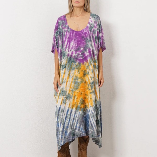 vestido tie dye em rayon ( fibra natural-textura suave)