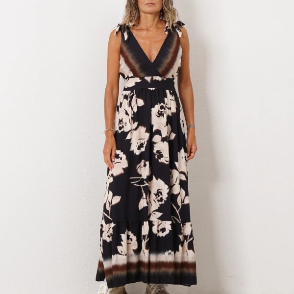 vestido em crepe estampado