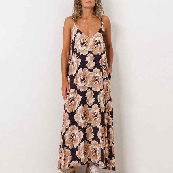 vestido em crepe estampado