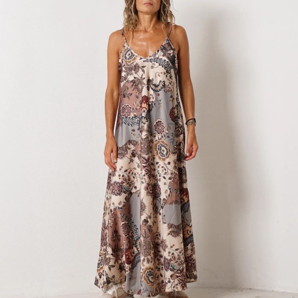 vestido evasé acetinado c/ alças