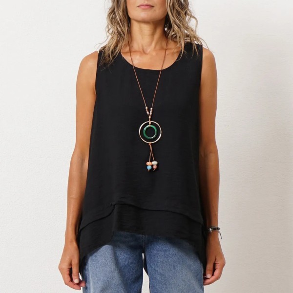 top em crepe assimétrico c/ colar