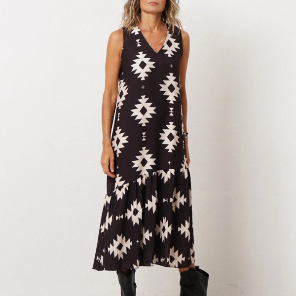 vestido evasé em crepe