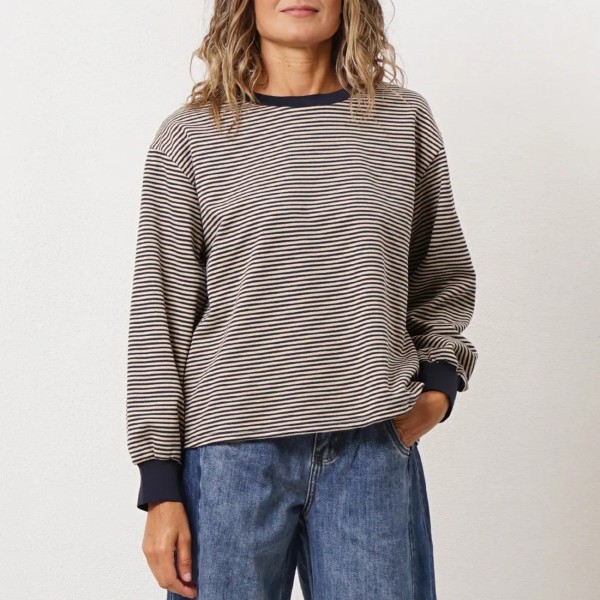 sweat de riscas em felpa