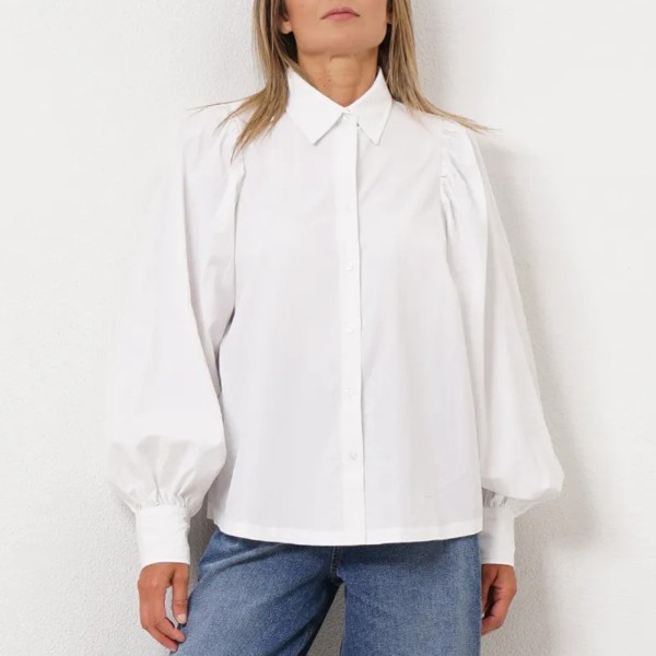 blusa em popelina c/ mangas de balão
