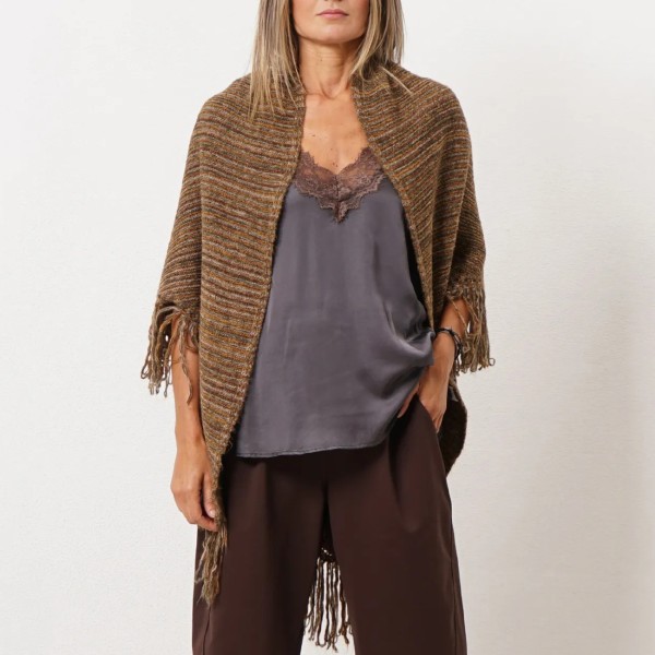 poncho em tricôt mescla