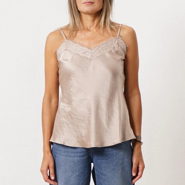top de alças acetinado c/ renda