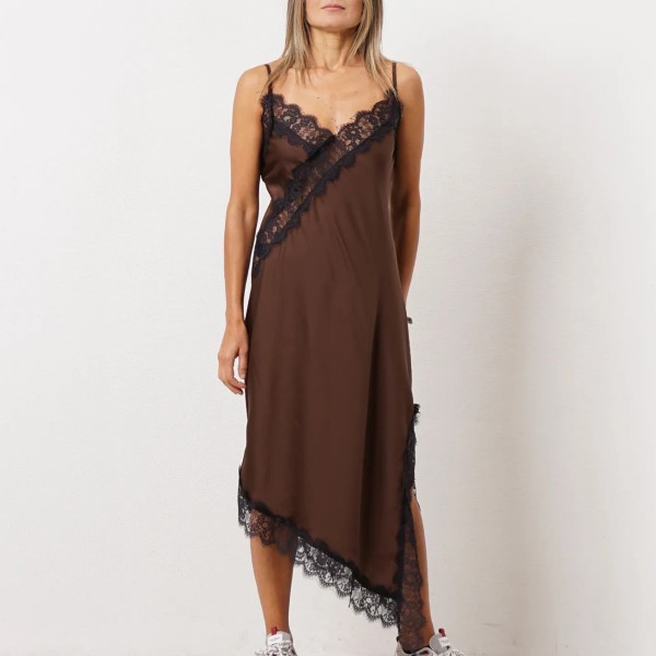vestido de alças acetinado c/ renda (regulável)