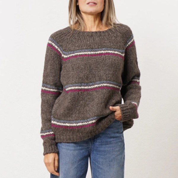 camisola em tricôt c/ riscas (jacquard)