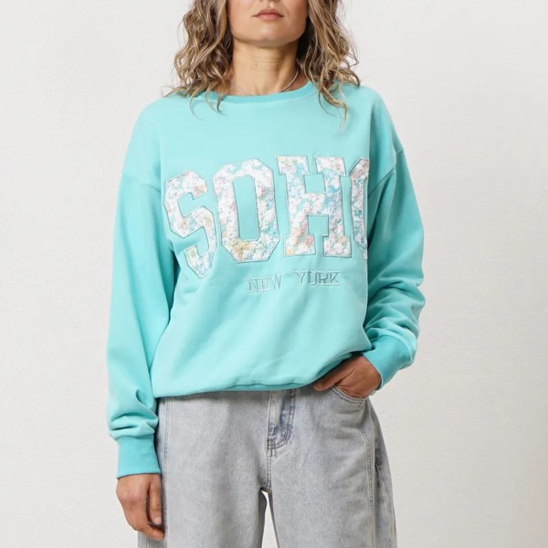 sweat bordada oversize em felpa 