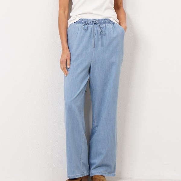 pantalonas de ganga c/ elásticos no cós