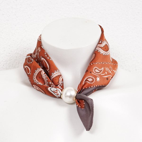 lenço em seda/viscose c/ pérola (iman)