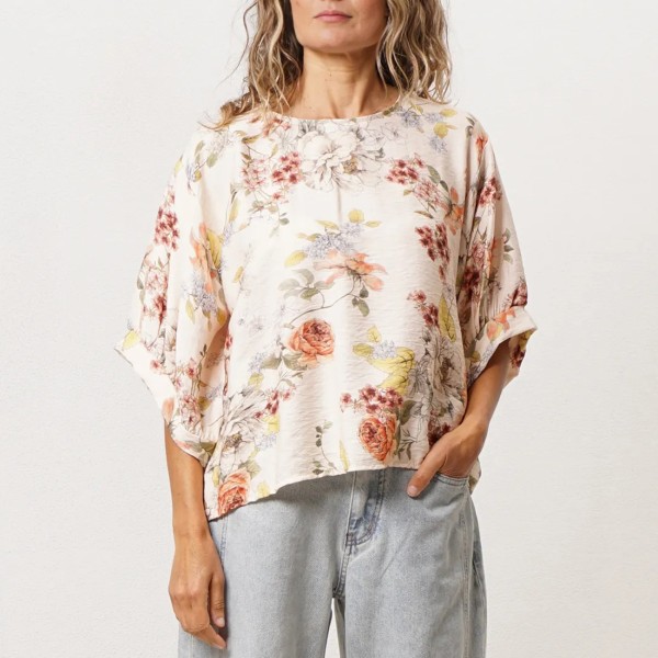 blusa em viscose c/ mangas balão