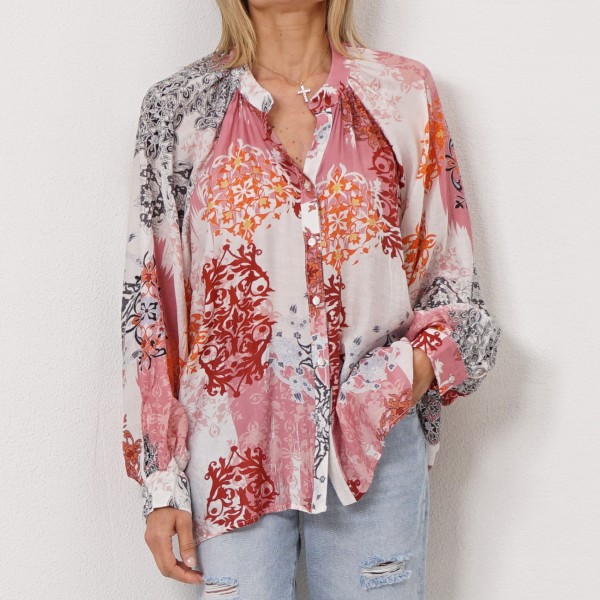 blusa estampada em crepe