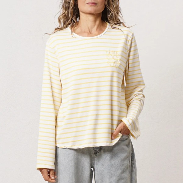 sweat de riscas em viscose c/ bordado
