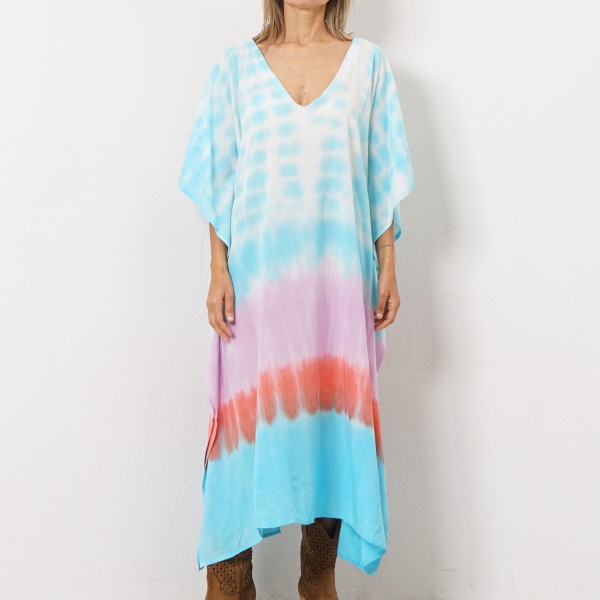 vestido tie dye em rayon ( fibra natural-textura suave)