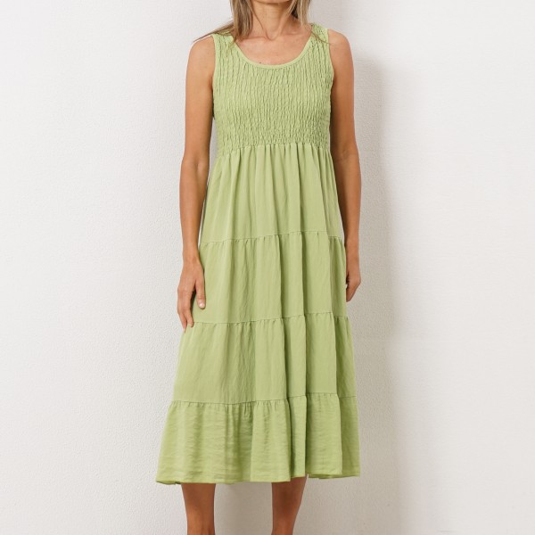 vestido em viscose c/  franzidos