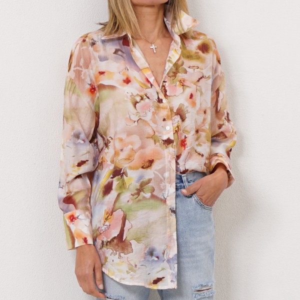 blusa estampada em crepe