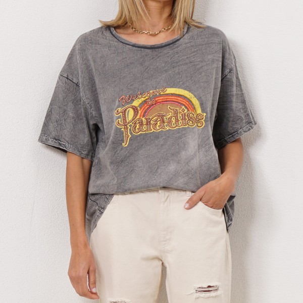 tshirt oversize c/ correntes + estampa